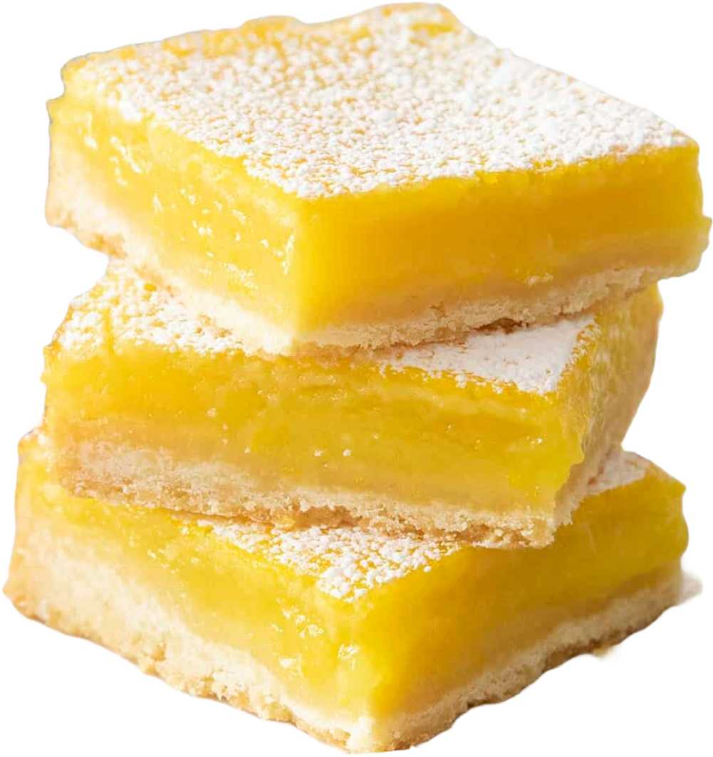 three lemon bars stacked on top of each other